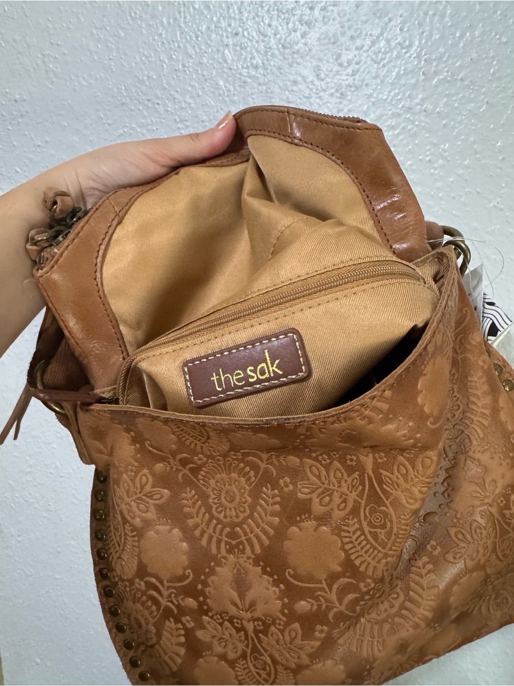 The Sak Brown Floral-Embossed Crossbody Bag with Tassel - Picture 9 of 15